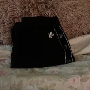 PINK/ Victoria Secret black, white , glitter gray  lining down pant leg!!